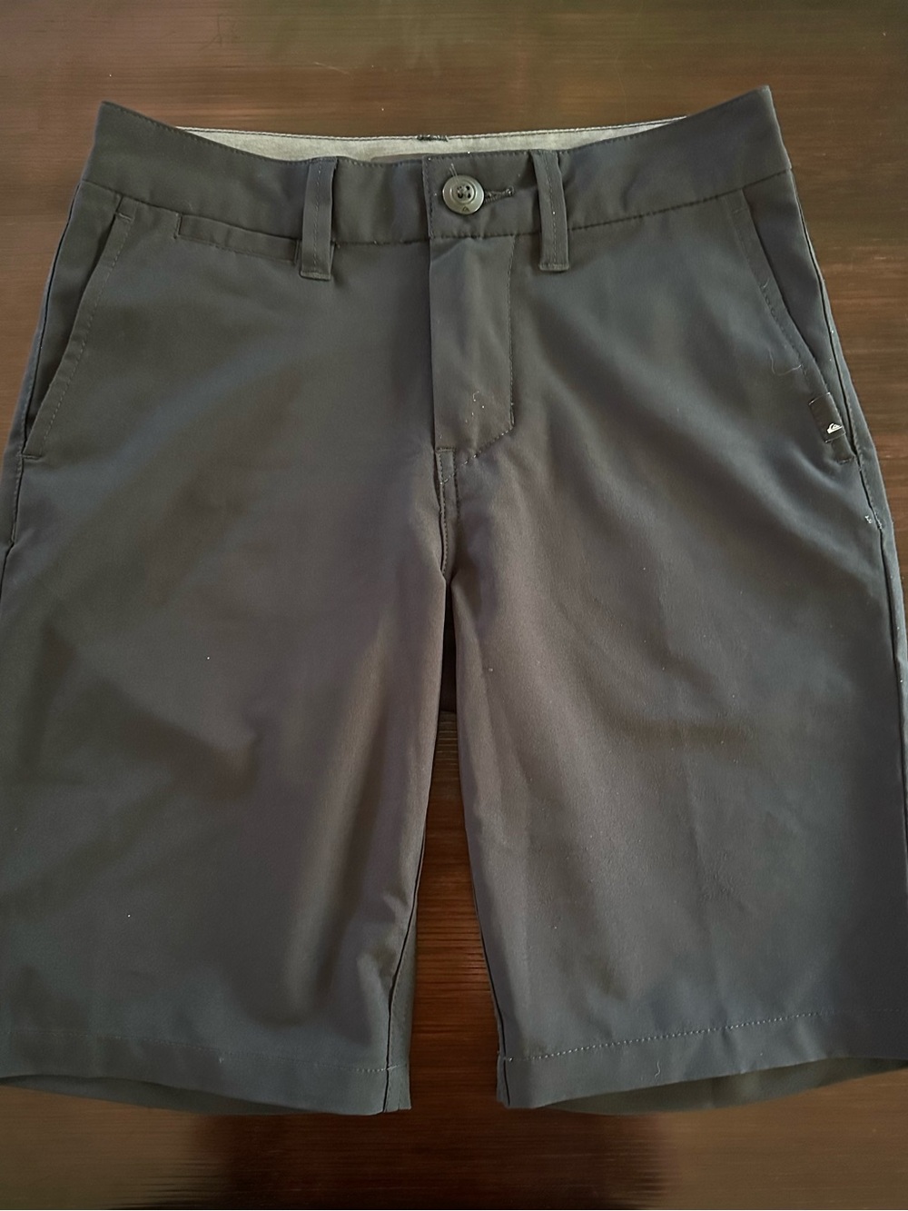 Quiksilver Boys, Size 8 (24”) Navy Flat-Front Performance Shorts